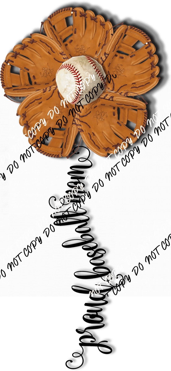 Baseball Glove Flower DTF Transfer - We Print U Press DTF Transfers