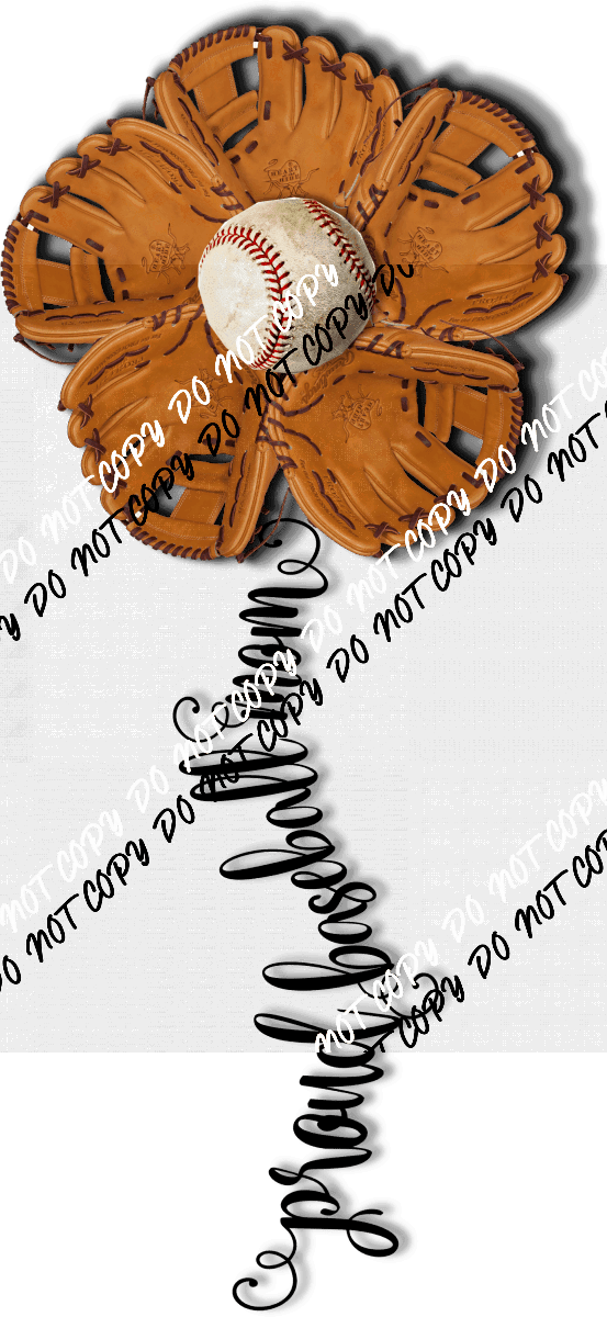 Baseball Glove Flower DTF Transfer - We Print U Press DTF Transfers
