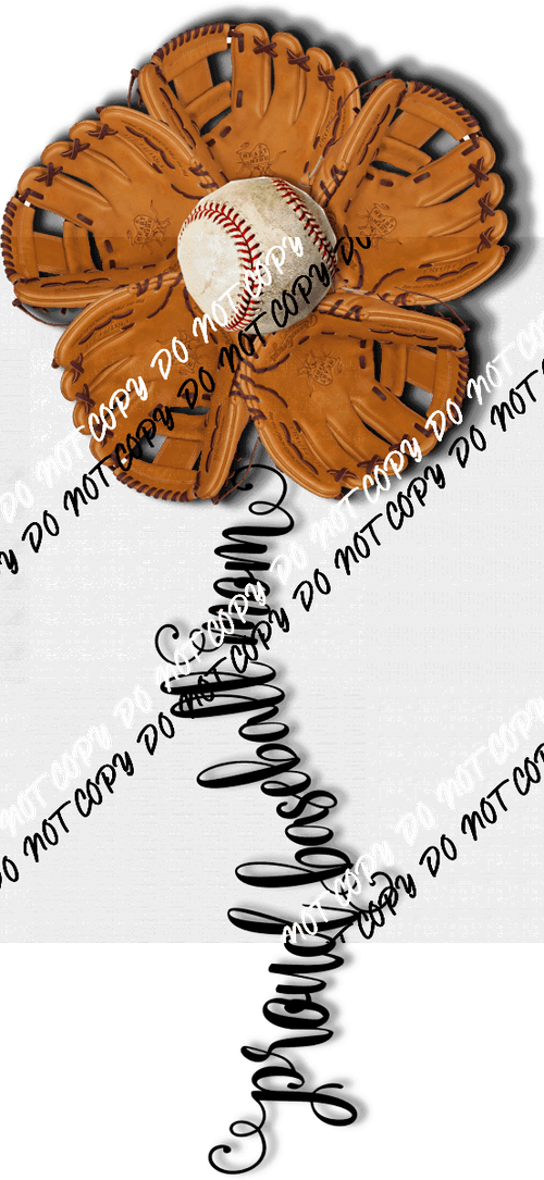 Baseball Glove Flower DTF Transfer - We Print U Press DTF Transfers