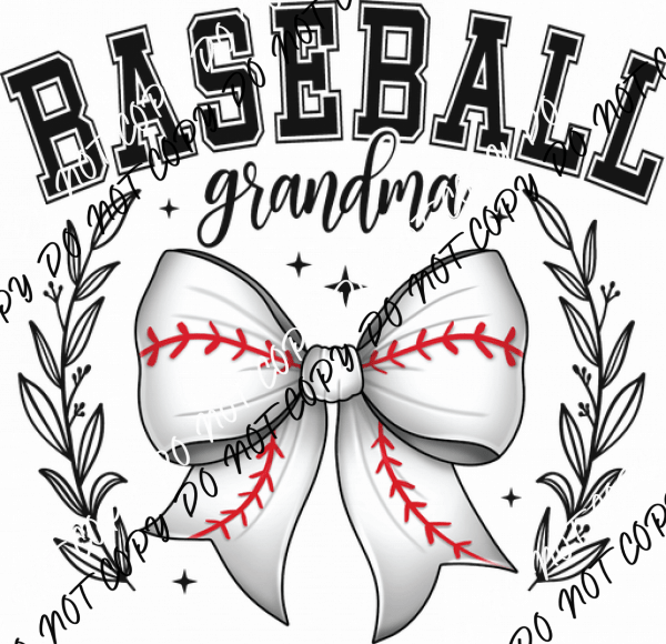 Baseball Grandma Bow DTF Transfer - We Print U Press DTF Transfers