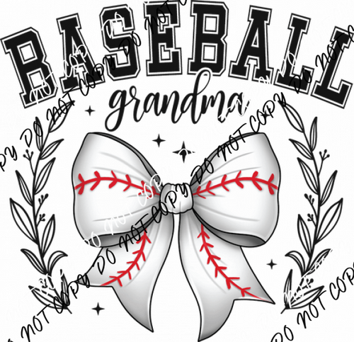 Baseball Grandma Bow DTF Transfer - We Print U Press DTF Transfers