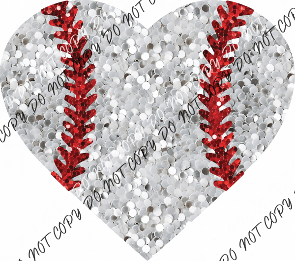 Baseball Heart Faux Sequin Dtf Transfer Rtp Transfers