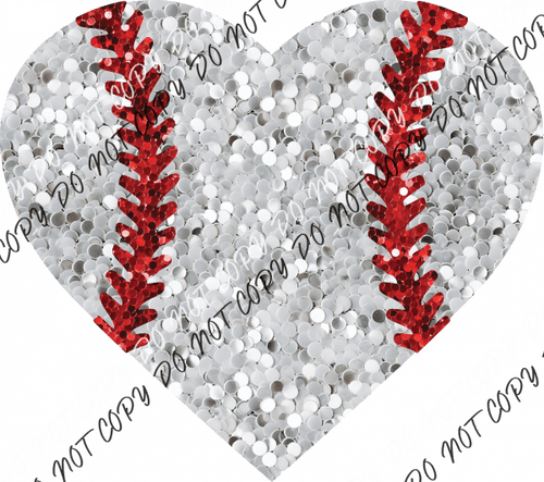 Baseball Heart Faux Sequin Dtf Transfer Rtp Transfers