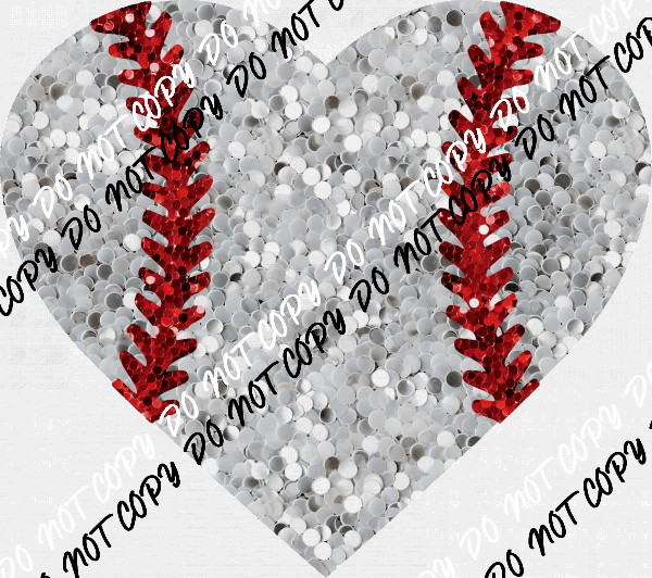 Baseball Heart Faux Sequin DTF Transfer - We Print U Press DTF Transfers