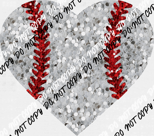 Baseball Heart Faux Sequin DTF Transfer - We Print U Press DTF Transfers