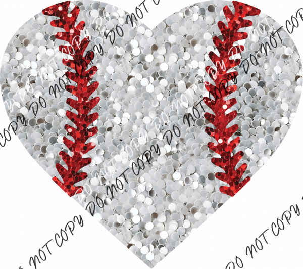 Baseball Heart (No Word)Faux Sequin Dtf Transfer Rtp Transfers