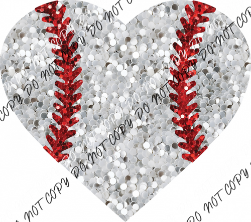 Baseball Heart (No Word)Faux Sequin Dtf Transfer Rtp Transfers