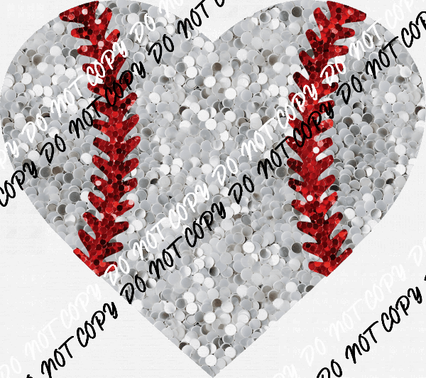 Baseball Heart (no word)Faux Sequin DTF Transfer - We Print U Press DTF Transfers