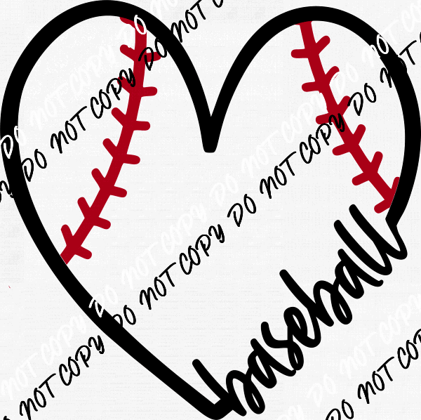 Baseball Heart Threads DTF Transfer - We Print U Press DTF Transfers