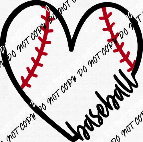 Baseball Heart Threads DTF Transfer - We Print U Press DTF Transfers