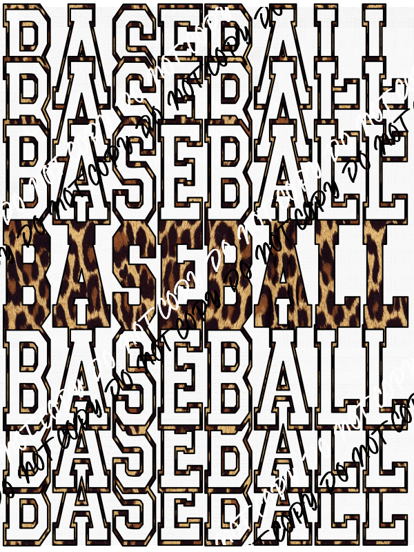 Baseball Leopard Mirror DTF Transfer - We Print U Press DTF Transfers