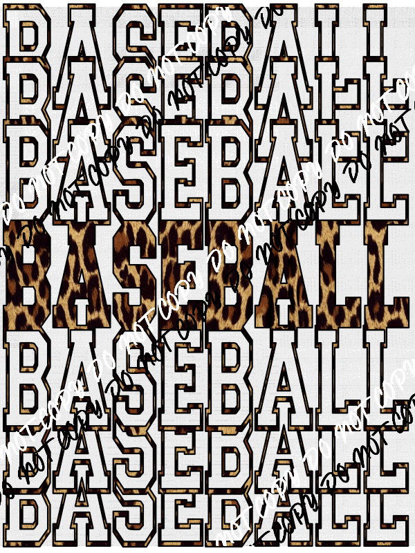 Baseball Leopard Mirror DTF Transfer - We Print U Press DTF Transfers