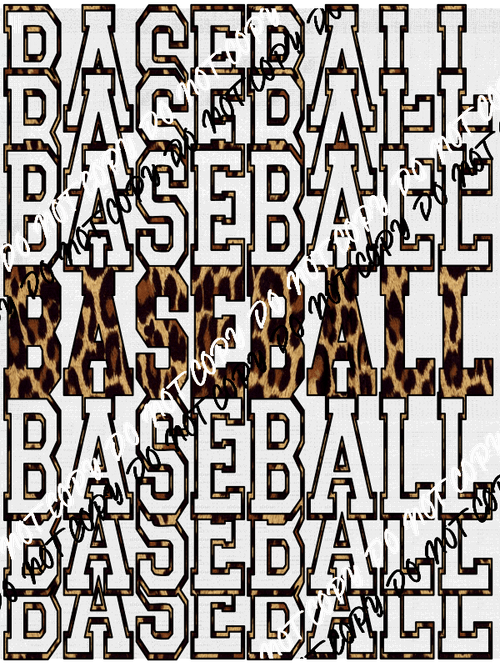 Baseball Leopard Mirror DTF Transfer - We Print U Press DTF Transfers