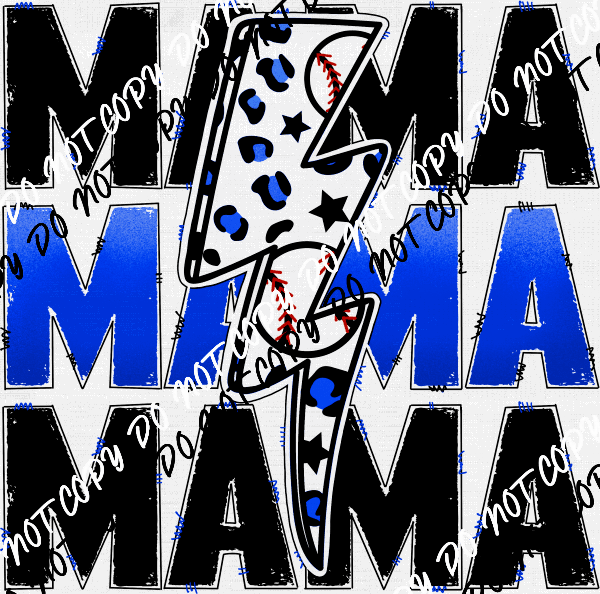 Baseball Mama Blue DTF Transfer - We Print U Press DTF Transfers