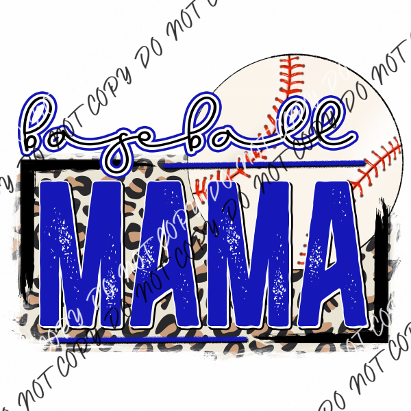 Baseball Mama Dark Blue Dtf Transfer