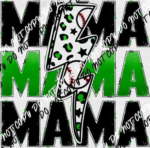 Baseball Mama Green DTF Transfer - We Print U Press DTF Transfers