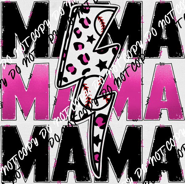 Baseball Mama LIGHTNING Pink DTF Transfer - We Print U Press DTF Transfers