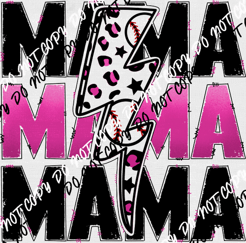 Baseball Mama LIGHTNING Pink DTF Transfer - We Print U Press DTF Transfers