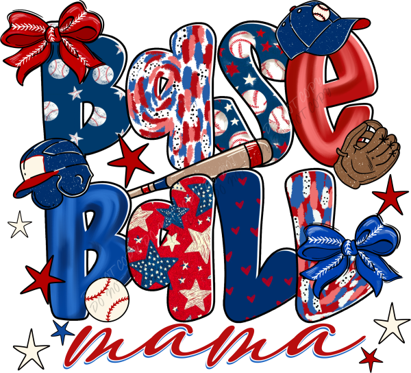 Baseball Mama Patriotic DTF Transfer RTP DTF Transfers
