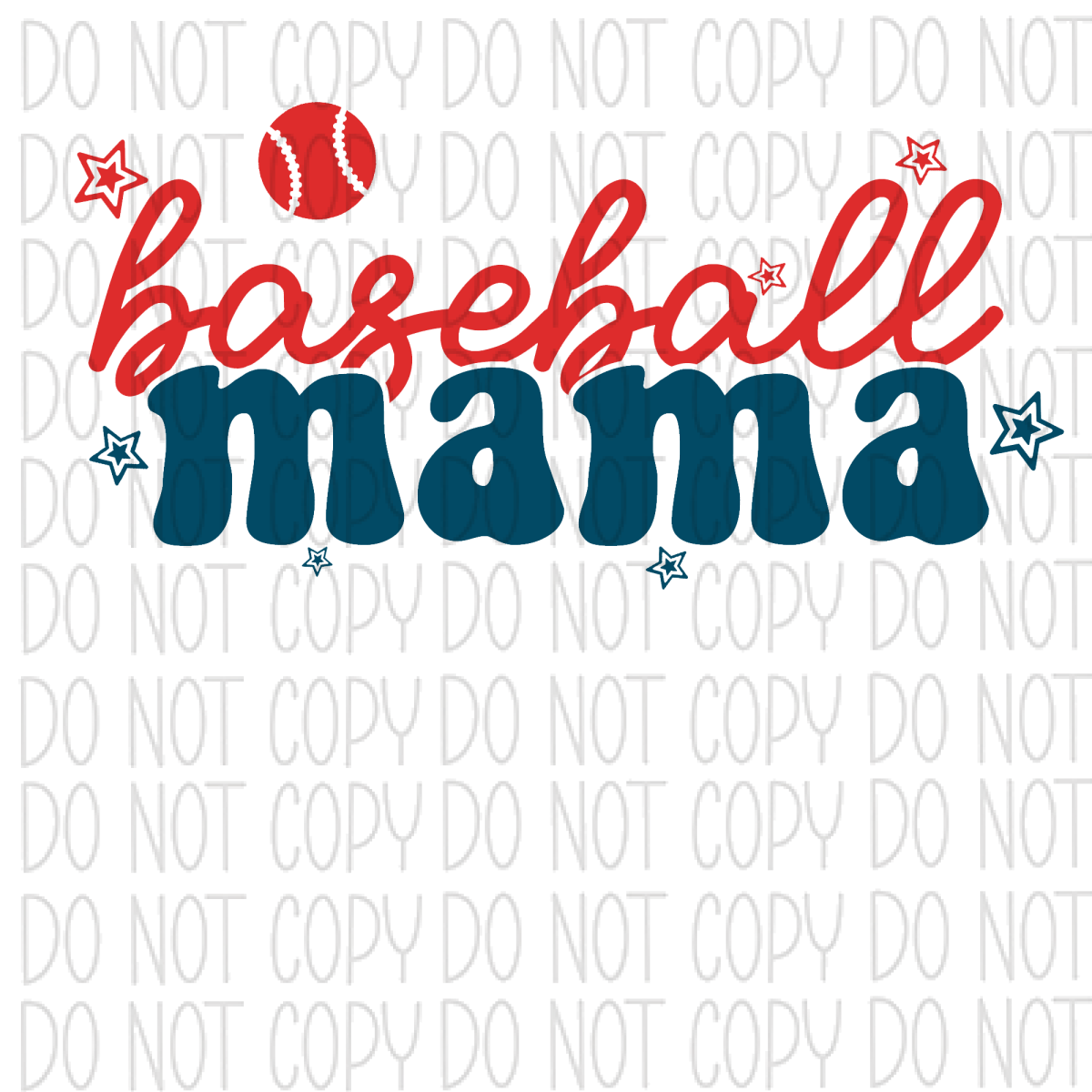 Baseball Mama Red And Blue Dtf Transfer