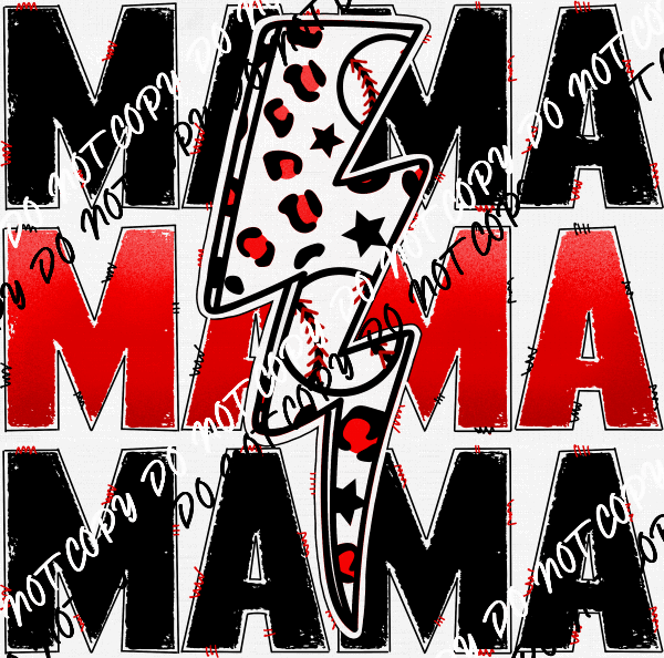 Baseball Mama Red DTF Transfer - We Print U Press DTF Transfers