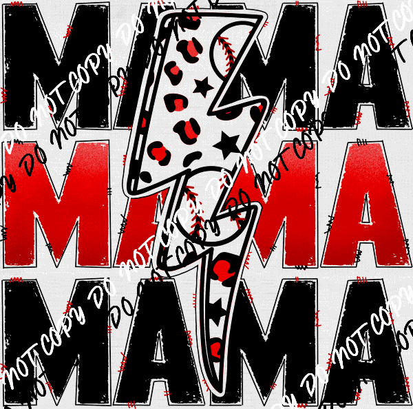 Baseball Mama Red DTF Transfer - We Print U Press DTF Transfers