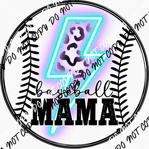 Baseball Mama with Lightning Bolt DTF Transfer - We Print U Press DTF Transfers