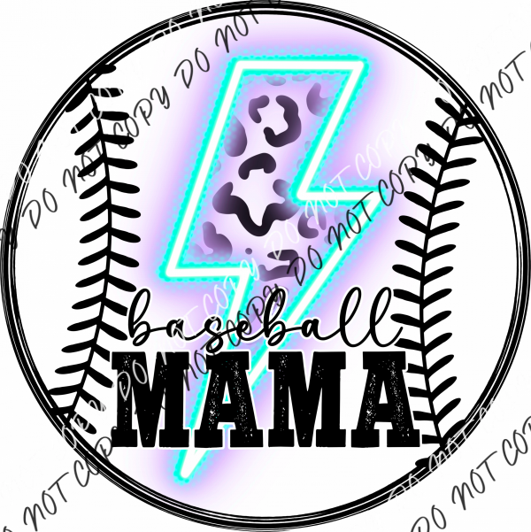 Baseball Mama With Lightning Bolt Dtf Transfer