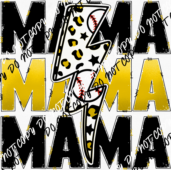 Baseball Mama Yellow DTF Transfer - We Print U Press DTF Transfers