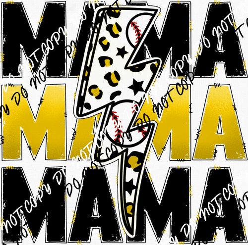 Baseball Mama Yellow DTF Transfer - We Print U Press DTF Transfers