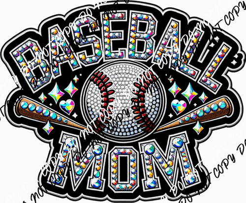 Baseball Mom Faux Rhinestone DTF Transfer - We Print U Press DTF Transfers