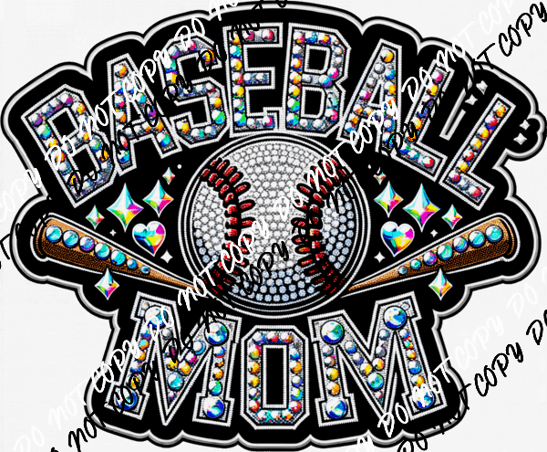 Baseball Mom Faux Rhinestone DTF Transfer - We Print U Press DTF Transfers
