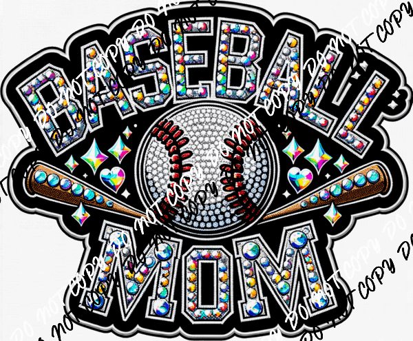 Baseball Mom Faux Rhinestone DTF Transfer - We Print U Press DTF Transfers