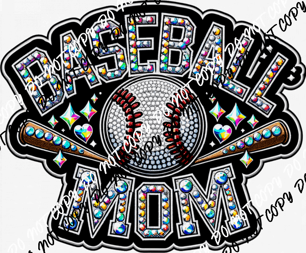 Baseball Mom Faux Rhinestone DTF Transfer - We Print U Press DTF Transfers