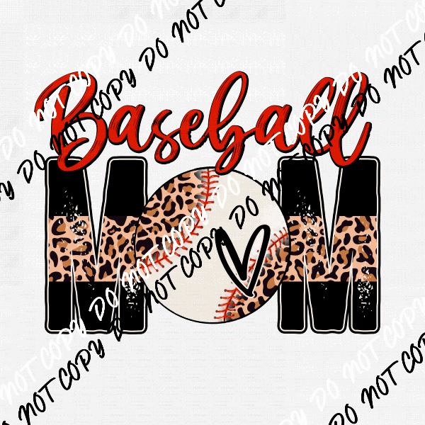 Baseball Mom Leopard DTF Transfer - We Print U Press DTF Transfers