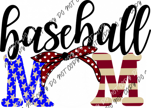 Baseball Mom Scarf Red White Blue Dtf Transfer