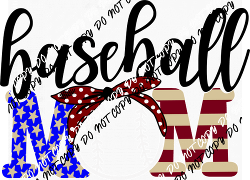 Baseball Mom Scarf Red White Blue DTF Transfer - We Print U Press DTF Transfers