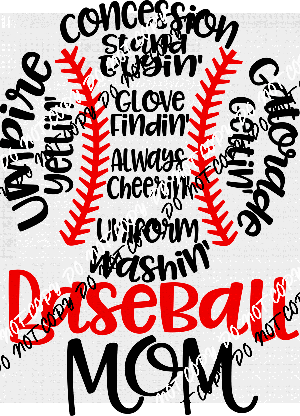 Baseball Mom Words DTF Transfer - We Print U Press DTF Transfers