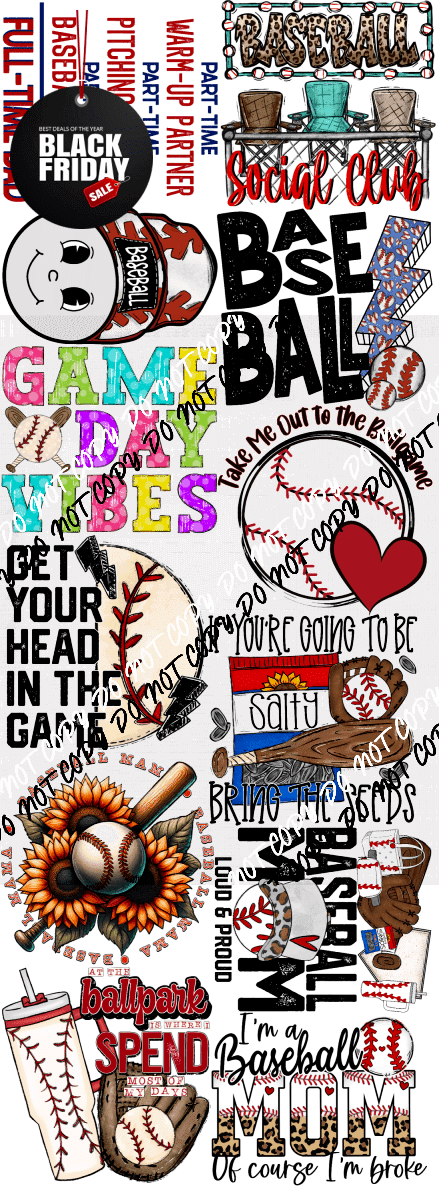 Baseball Premade Bundle Gang Sheet - We Print U Press DTF Transfers