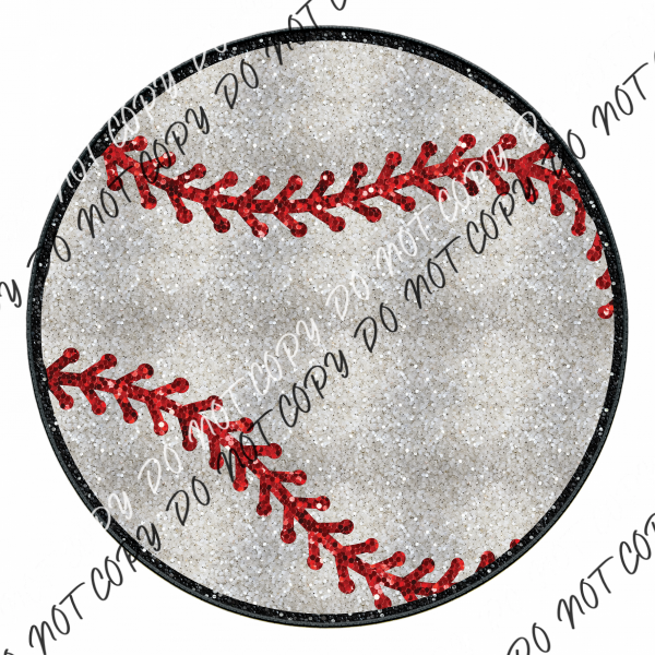 Baseball Red Stitching Faux Sequins Dtf Transfer Transfers