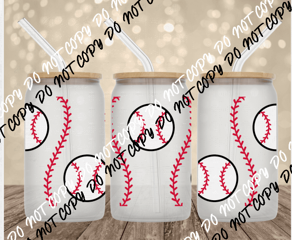 Baseball Stitches UV Transfer for 16 oz Glass Can - We Print U Press DTF Transfers