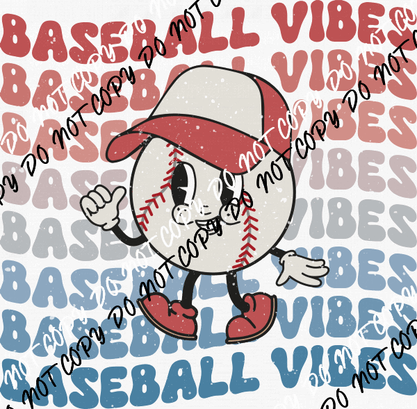 Baseball Vibes Distressed DTF Transfer - We Print U Press DTF Transfers