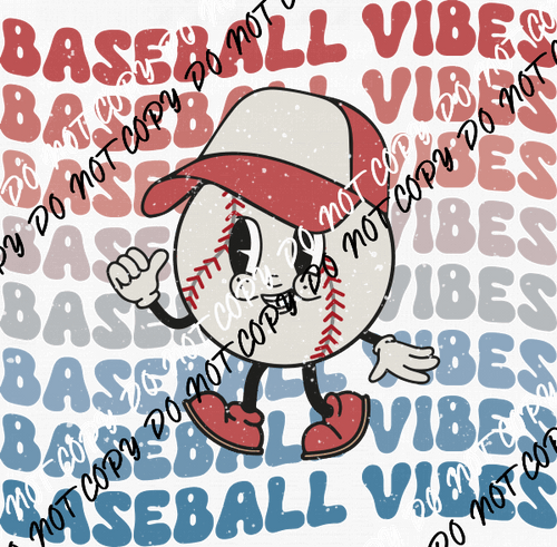 Baseball Vibes Distressed DTF Transfer - We Print U Press DTF Transfers