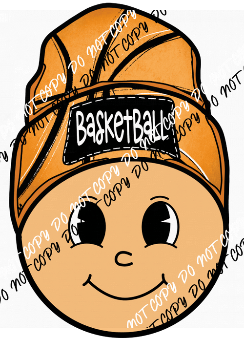 Basketball Happy Face with Beanie DTF Transfer - We Print U Press DTF Transfers