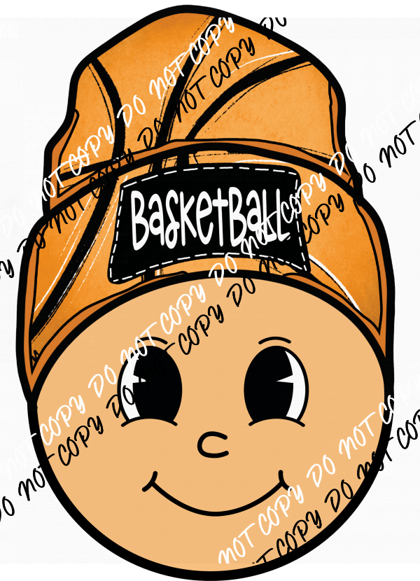 Basketball Happy Face with Beanie DTF Transfer - We Print U Press DTF Transfers