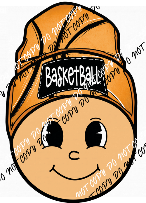 Basketball Happy Face with Beanie DTF Transfer - We Print U Press DTF Transfers