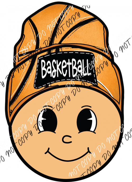 Basketball Happy Face With Beanie Dtf Transfer Transfers