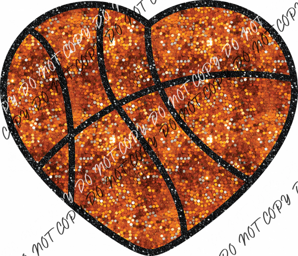 Basketball Heart Faux Sequin Dtf Transfer Rtp Transfers