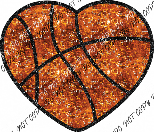 Basketball Heart Faux Sequin Dtf Transfer Rtp Transfers