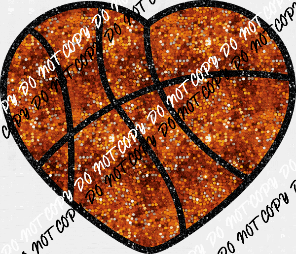 Basketball Heart Faux Sequin DTF Transfer - We Print U Press DTF Transfers